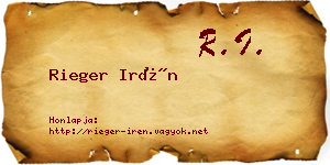 Rieger Irén névjegykártya